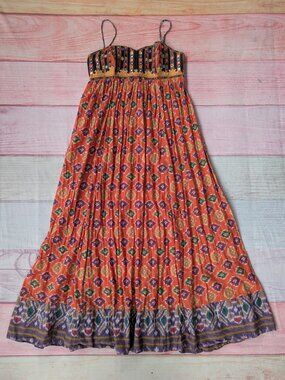 Ralph Lauren Denim & Supply Sequin Ikat Print Boho Cotton Maxi Dress L